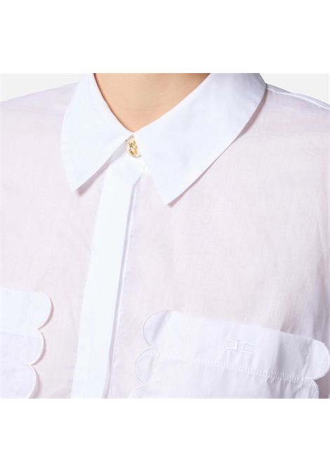 Camicia Elisabetta Franchi donna CA09752E2 100 bianca cotone bottoni gioiello ELISABETTA FRANCHI | Camicie | CA09752E2100
